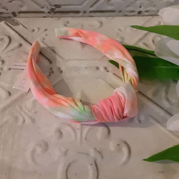 J. Crew Multi Floral Die Dye Cute Hair Accessory NEW Pink w/Bow Detail - Picture 2 of 8